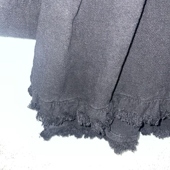 Umgee 1XL Boho Linen Blend Fringe Trim Blouse Top Everyday Minimalist Casual - Picture 3 of 10